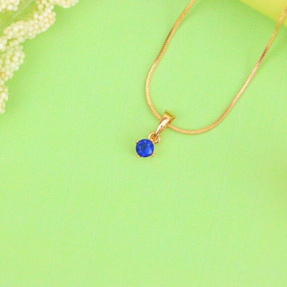 "Mini Round Blue Pendant in Rose Gold Setting with Delicate Design, XPPT1623 - Picture 12 of 13